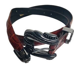 Vintage brown Vicenza leathr alligator print Belt sz 30